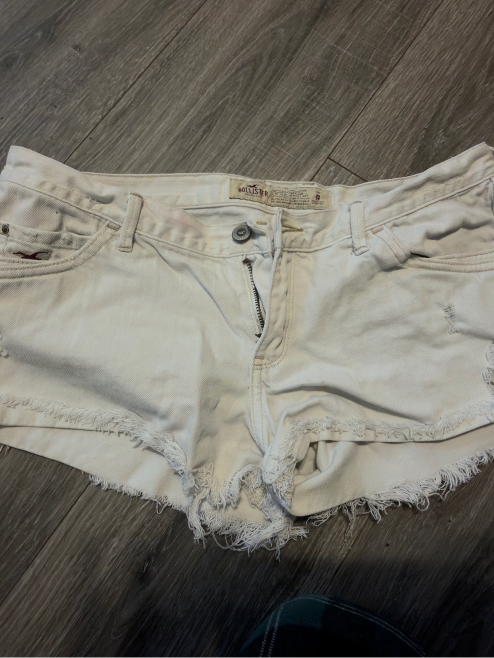 Hollister White Frayed Hem Denim Shorts